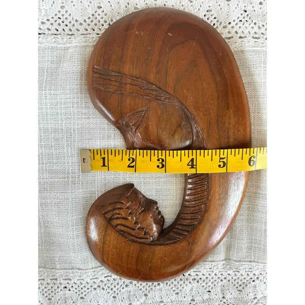 Vintage Carved Wood Mother and Child Sculpture | Folk Art Decor